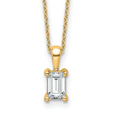 14k 3/4 carat Lab Grown Diamond VS+ F+ Emerald Complete 18 inch Four Prong Pendant Necklace