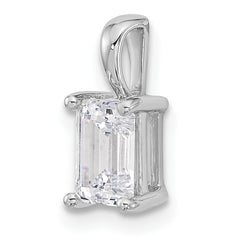 14k White Gold 1 carat Lab Grown Diamond VS/SI+ G+ Emerald Complete Four Prong Pendant