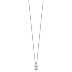 14k White Gold 1 carat Lab Grown Diamond VS/SI+ G+ Emerald Complete 18 inch Four Prong Pendant Necklace