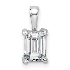 14k White Gold 1 carat Lab Grown Diamond VS/SI+ G+ Emerald Complete Four Prong Pendant