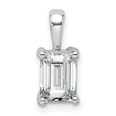 14k White Gold 1 carat Certified Lab Grown Diamond VS+ F+ Emerald Complete Four Prong Pendant
