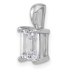 14k White Gold 1 1/2 carat Certified Lab Grown Diamond VS+ F+ Emerald Complete Four Prong Pendant