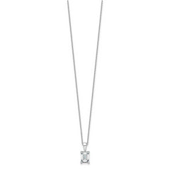 14k White Gold 1 1/2 carat Certified Lab Grown Diamond VS+ F+ Emerald Complete 18 inch Four Prong Pendant Necklace
