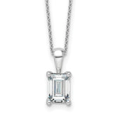 14k White Gold 1 1/2 carat Certified Lab Grown Diamond VS+ F+ Emerald Complete 18 inch Four Prong Pendant Necklace