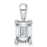 14k White Gold 1 1/2 carat Certified Lab Grown Diamond VS/SI+ G+ Emerald Complete Four Prong Pendant