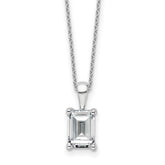 14k White Gold 2 carat Lab Grown Diamond VS/SI+ G+ Emerald Complete 18 inch Four Prong Pendant Necklace
