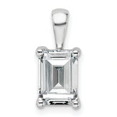 14k White Gold 2 carat Certified Lab Grown Diamond VS+ F+ Emerald Complete Four Prong Pendant