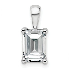 14k White Gold 2 carat Certified Lab Grown Diamond VS+ F+ Emerald Complete Four Prong Pendant