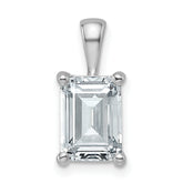 14k White Gold 2 1/2 carat Certified Lab Grown Diamond VS/SI+ G+ Emerald Complete Four Prong Pendant