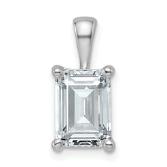 14k White Gold 2 1/2 carat Certified Lab Grown Diamond VS+ F+ Emerald Complete Four Prong Pendant