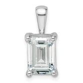 14k White Gold 3 carat Certified Lab Grown Diamond VS/SI+ G+ Emerald Complete Four Prong Pendant