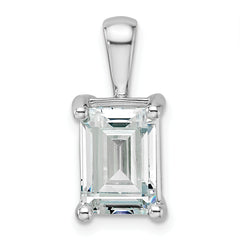 14k White Gold 3 carat Lab Grown Diamond VS/SI+ G+ Emerald Complete Four Prong Pendant