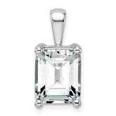 14k White Gold 5 carat Lab Grown Diamond VS+ F+ Emerald Complete Four Prong Pendant