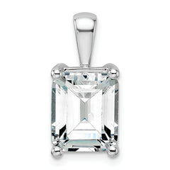 14k White Gold 5 carat Lab Grown Diamond VS/SI+ G+ Emerald Complete Four Prong Pendant