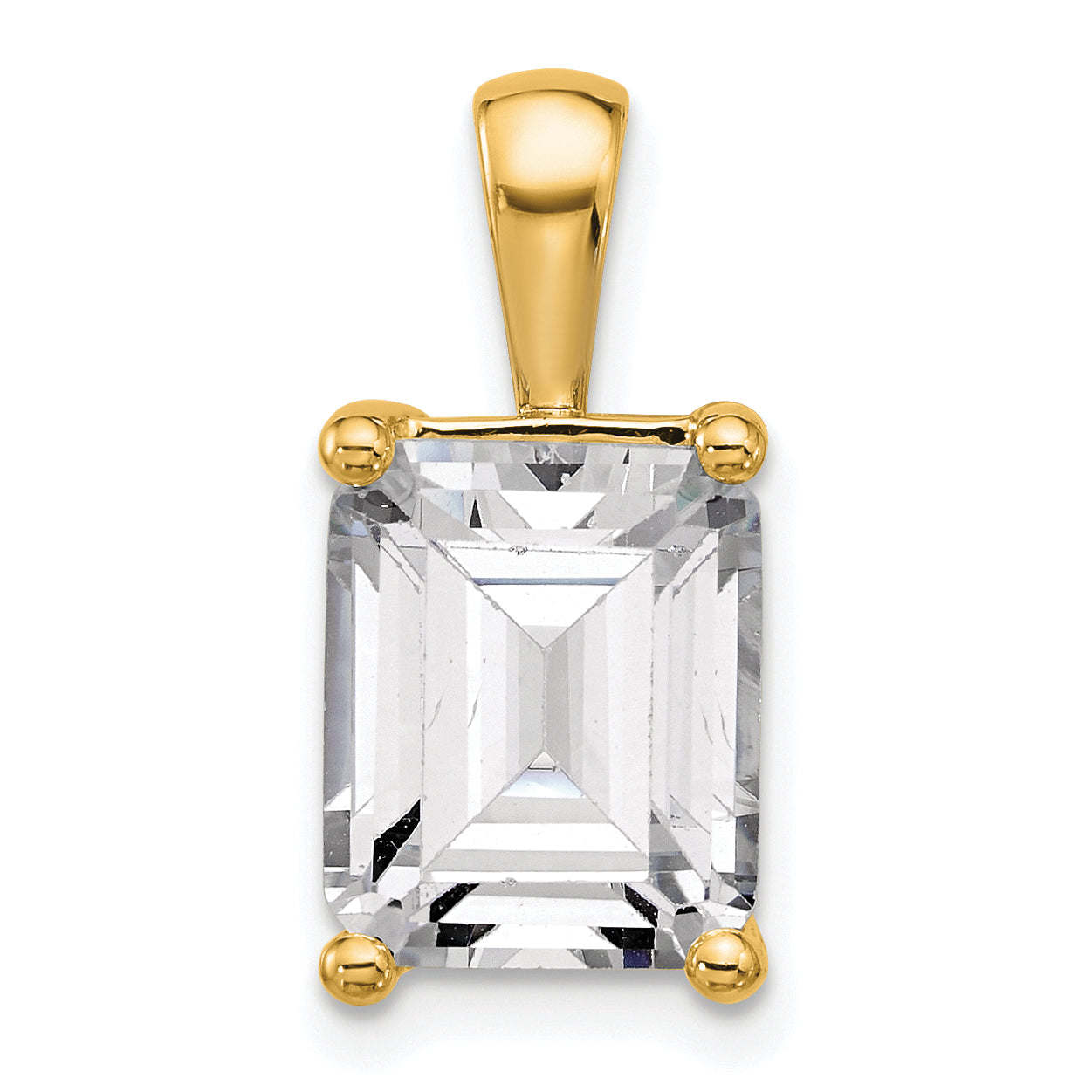 14k 5 carat Lab Grown Diamond VS/SI+ G+ Emerald Complete Four Prong Pendant