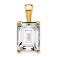 14k 5 carat Lab Grown Diamond VS+ F+ Emerald Complete Four Prong Pendant
