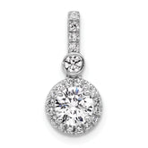 14k White Gold 1 carat Lab Grown Diamond VS/SI+ G+ Round Complete Halo Pendant