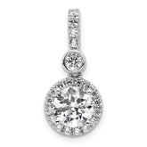 14k White Gold 2 carat Lab Grown Diamond VS+ F+ Round Complete Halo Pendant