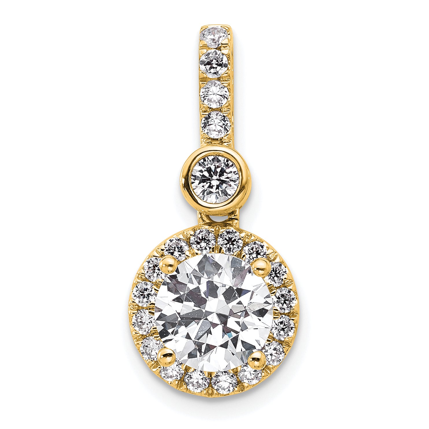 14k 2 carat Certified Lab Grown Diamond VS/SI+ G+ Round Complete Halo Pendant