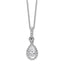14k White Gold 1 carat Lab Grown Diamond VS+ F+ Pear Complete 18 inch Halo Pendant Necklace