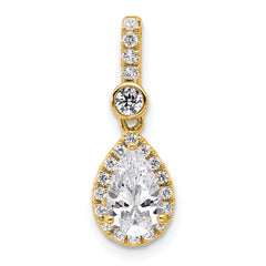 14k 1 carat Lab Grown Diamond VS+ F+ Pear Complete Halo Pendant