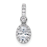 14k White Gold 1 carat Certified Lab Grown Diamond VS+ F+ Oval Complete Halo Pendant