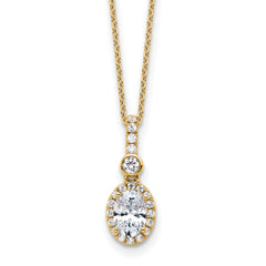 14k 1 carat Lab Grown Diamond VS+ F+ Oval Complete 18 inch Halo Pendant Necklace