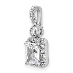 14k White Gold 1 carat Lab Grown Diamond VS+ F+ Radiant Complete Halo Pendant
