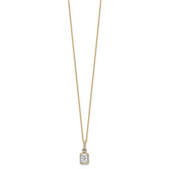 14k 1 carat Lab Grown Diamond VS/SI+ G+ Radiant Complete 18 inch Halo Pendant Necklace