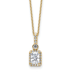 14k 1 carat Lab Grown Diamond VS/SI+ G+ Radiant Complete 18 inch Halo Pendant Necklace