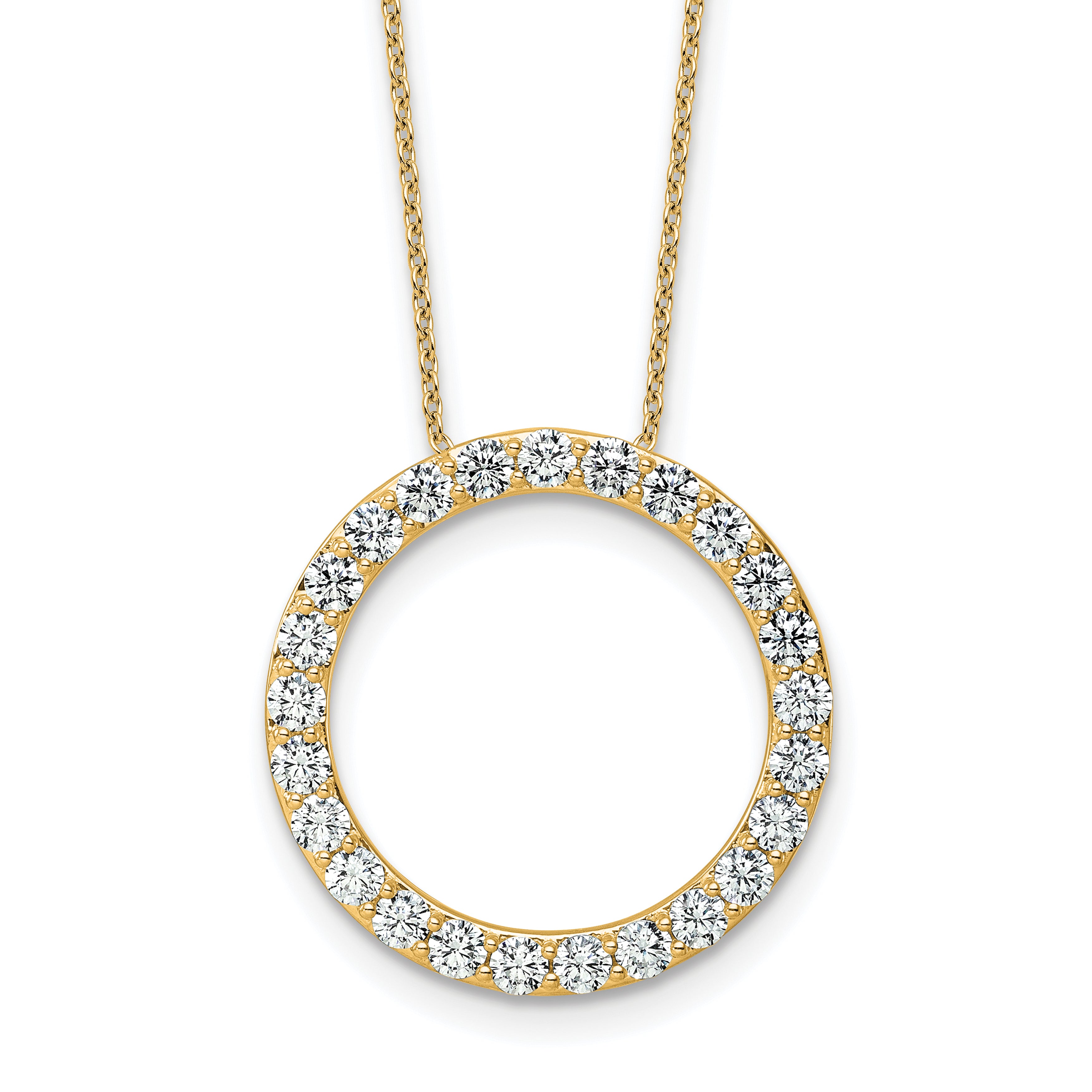 14k 2 carat Lab Grown Diamond VS/SI+ G+ Complete 18 inch Circle Slide Necklace