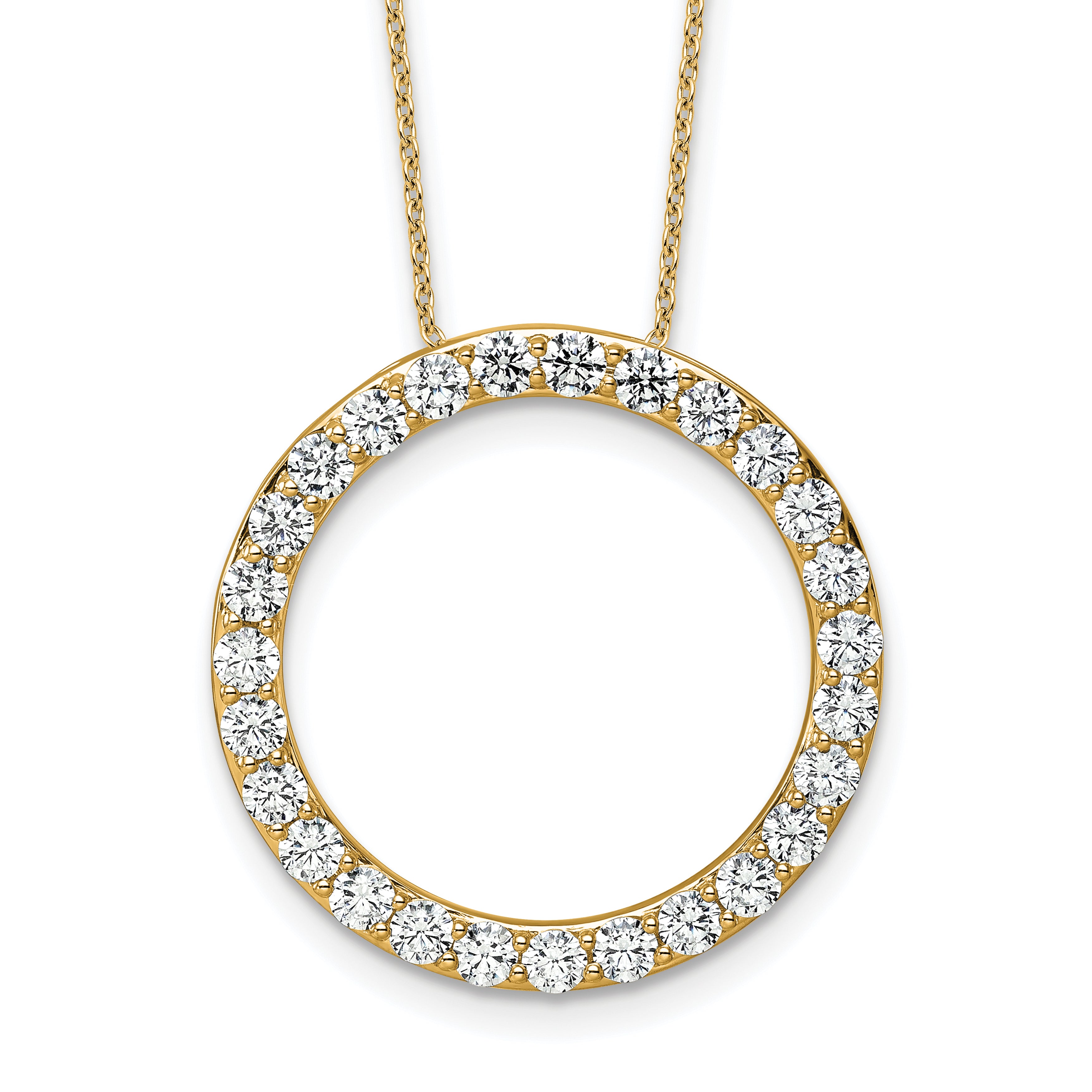 14k 3 carat Lab Grown Diamond VS/SI+ G+ Complete 18 inch Circle Slide Necklace