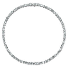 14k White Gold 74 carat Lab Grown Diamond VS/SI+ G+ Complete Round 20 inch Straight Tennis Necklace