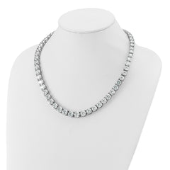 14k White Gold 100 3/4 carat Lab Grown Diamond VS/SI+ G+ Complete Round 20 inch Graduated Tennis Necklace