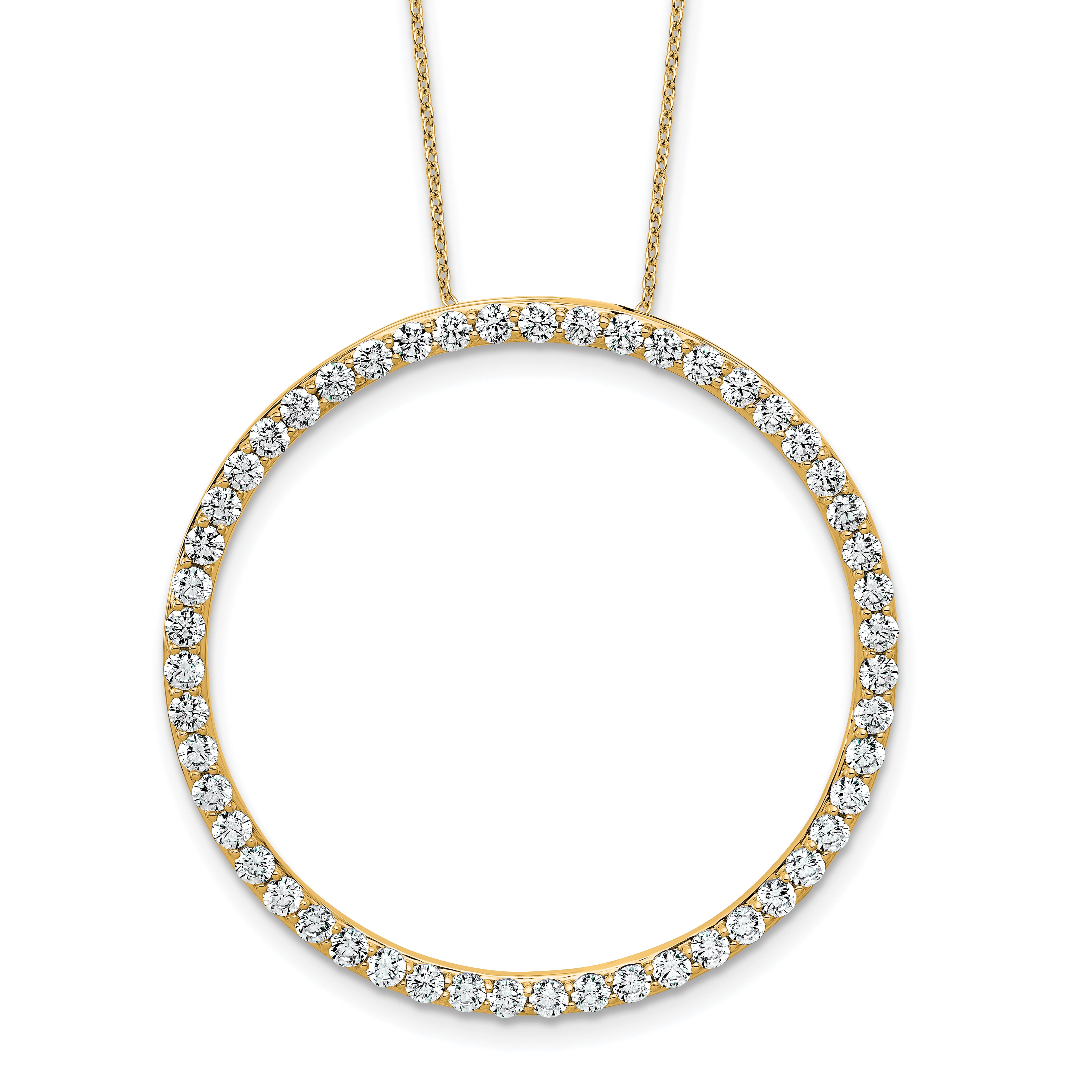 14k 3 carat Lab Grown Diamond VS+ F+ Complete 18 inch Circle Slide Necklace