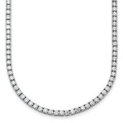 14k White Gold 11 carat Lab Grown Diamond VS/SI+ G+ Complete Round 22 inch Straight Tennis Necklace