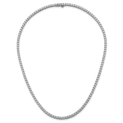 14k White Gold 13 1/2 carat Lab Grown Diamond VS+ F+ Complete Round 18 inch Straight Tennis Necklace