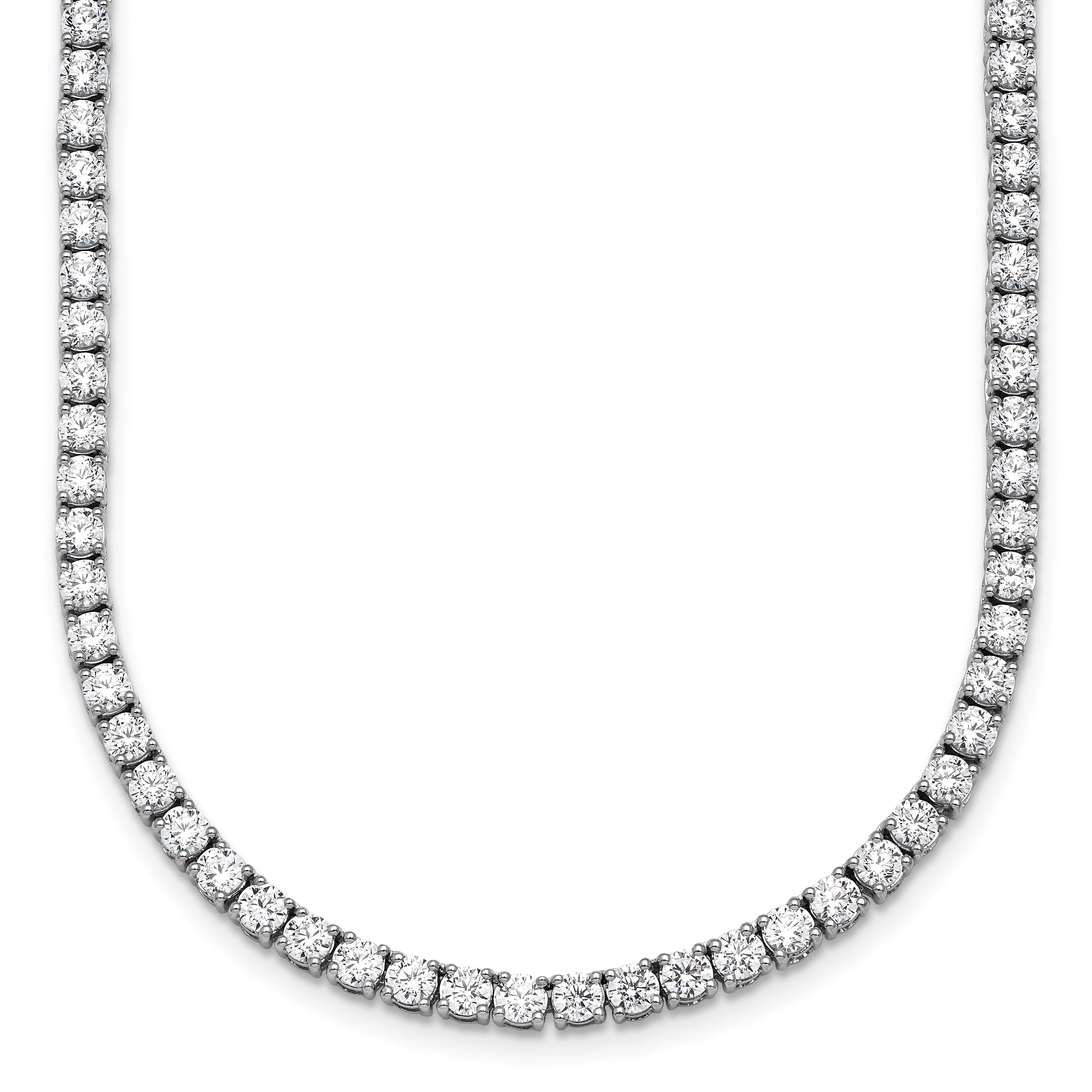 14k White Gold 17 7/8 carat Lab Grown Diamond VS/SI+ G+ Complete Round 24 inch Straight Tennis Necklace