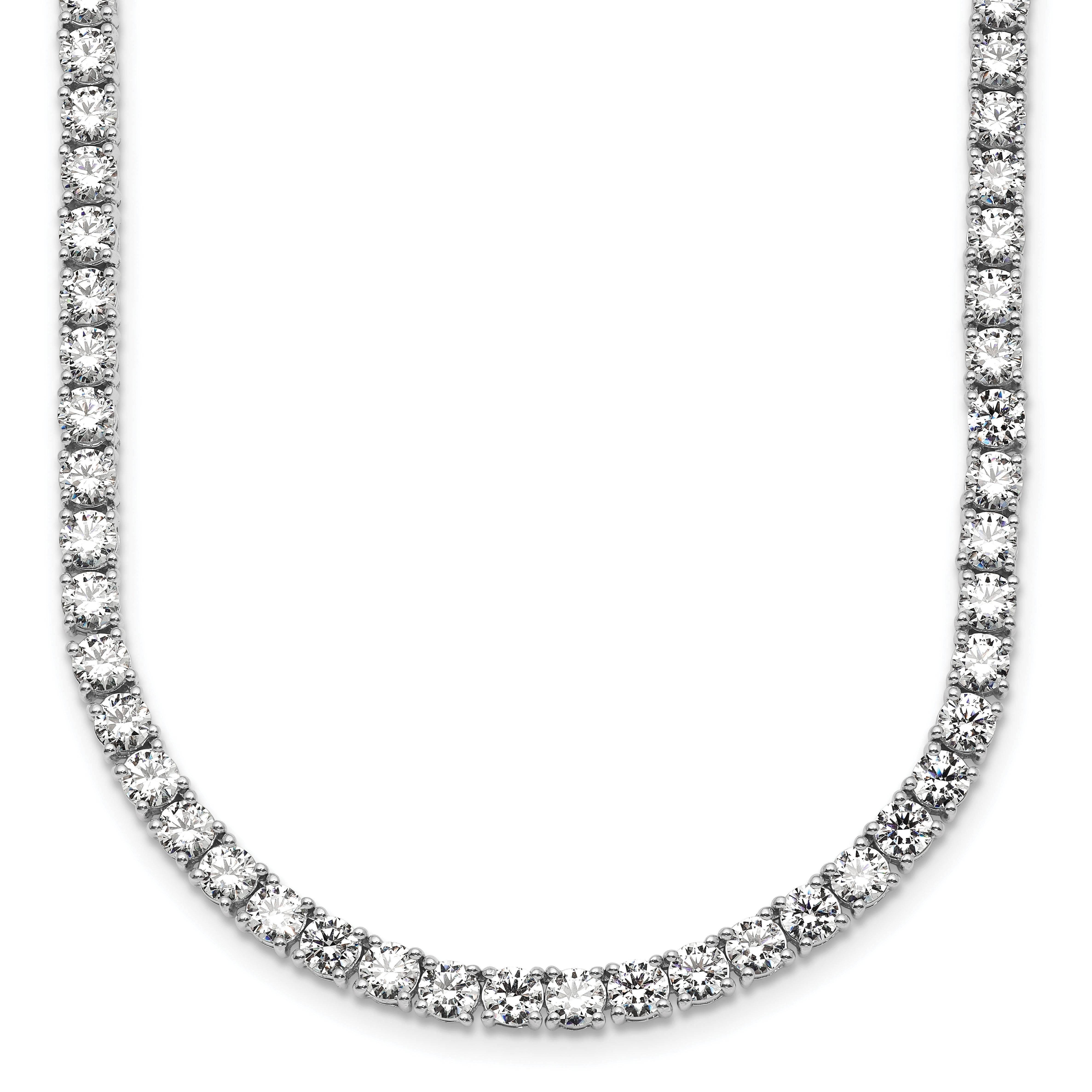 14k White Gold 28 3/4 carat Lab Grown Diamond VS+ F+ Complete Round 22 inch Straight Tennis Necklace