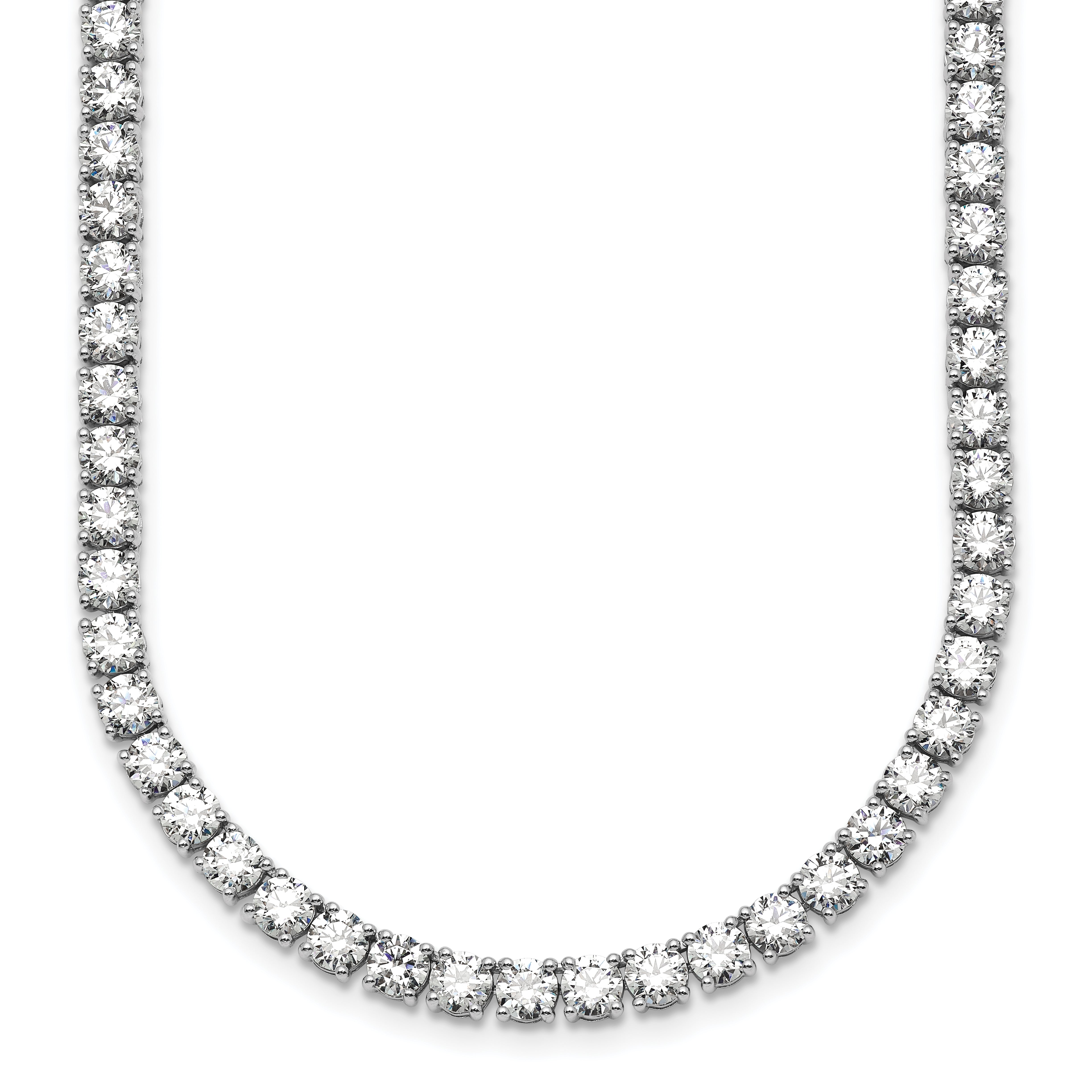 14k White Gold 36 carat Lab Grown Diamond VS/SI+ G+ Complete Round 24 inch Straight Tennis Necklace