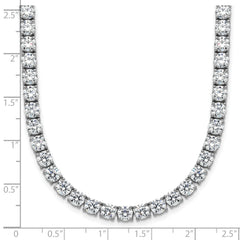14k White Gold 42 7/8 carat Lab Grown Diamond VS+ F+ Complete Round 24 inch Straight Tennis Necklace