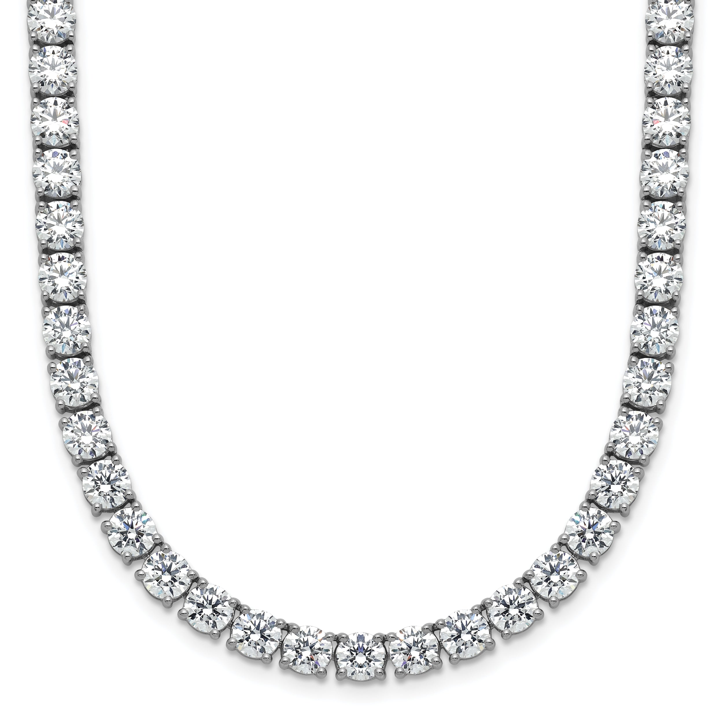 14k White Gold 39 3/4 carat Lab Grown Diamond VS+ F+ Complete Round 22 inch Straight Tennis Necklace
