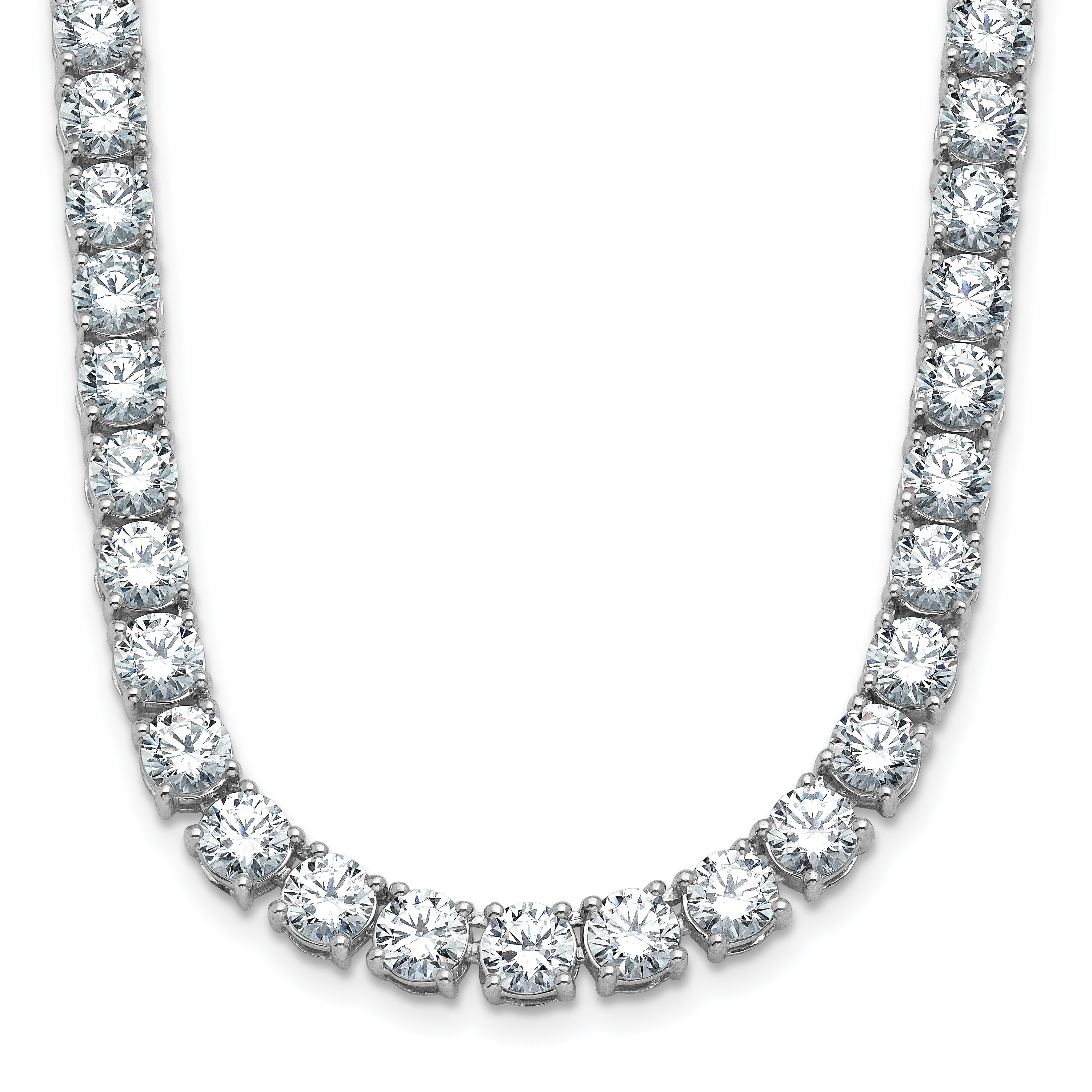 14k White Gold 45 1/2 carat Lab Grown Diamond VS+ F+ Complete Round 24 inch Straight Tennis Necklace