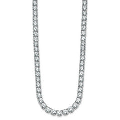 14k White Gold 53 7/8 carat Lab Grown Diamond VS+ F+ Complete Round 22 inch Straight Tennis Necklace