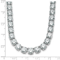 14k White Gold 91 carat Lab Grown Diamond VS+ F+ Complete Round 24 inch Straight Tennis Necklace