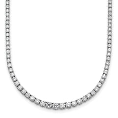 14k White Gold 5 3/8 carat Lab Grown Diamond VS+ F+ Complete Round 18 inch Graduated Tennis Necklace