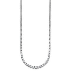14k White Gold 9 7/8 carat Lab Grown Diamond VS/SI+ G+ Complete Round 18 inch Graduated Tennis Necklace
