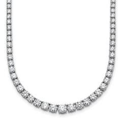 14k White Gold 9 7/8 carat Lab Grown Diamond VS/SI+ G+ Complete Round 18 inch Graduated Tennis Necklace