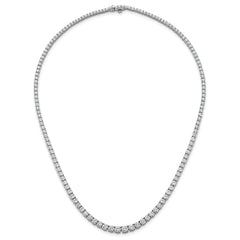 14k White Gold 14 1/2 carat Lab Grown Diamond VS/SI+ G+ Complete Round 18 inch Graduated Tennis Necklace