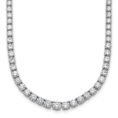 14k White Gold 14 1/2 carat Lab Grown Diamond VS/SI+ G+ Complete Round 18 inch Graduated Tennis Necklace
